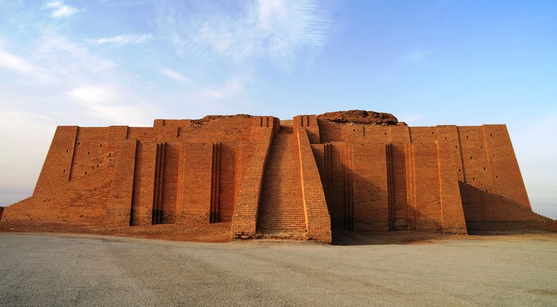 Front view of the Great Ziggurat of Ur with central staircase, Nasiriyah Iraq